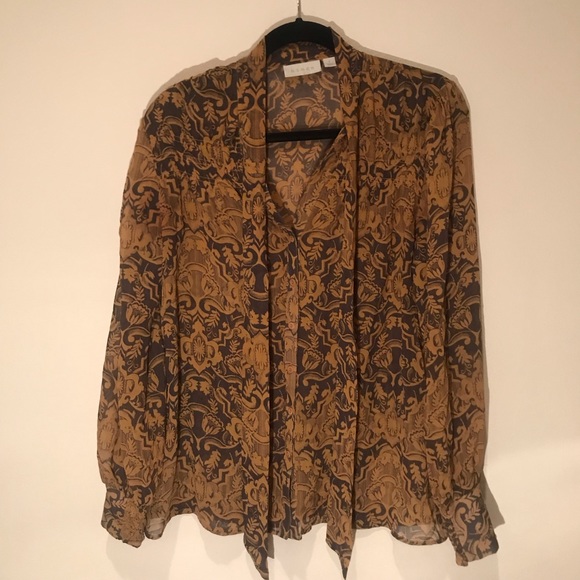 Retro Mustard and black HINGE blouse - Picture 2 of 5